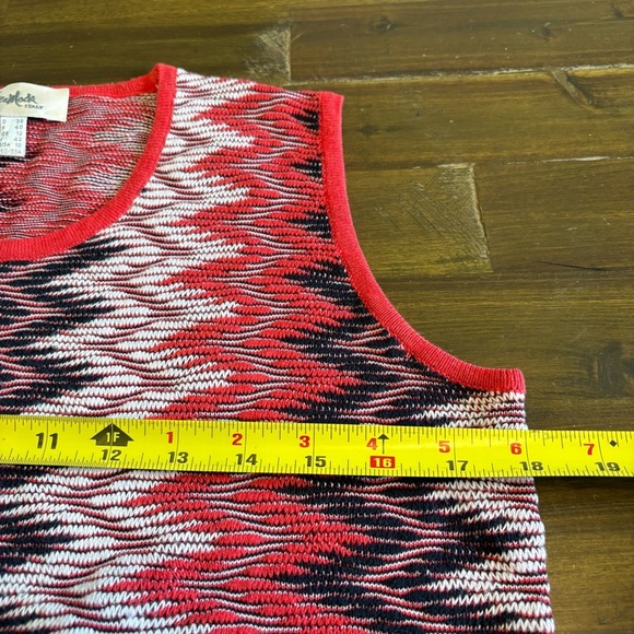 Vica Moda Italy Vintage Top Knit Sleeveless Tank Funny Pattern Red Art To Wear M - Picture 6 of 9